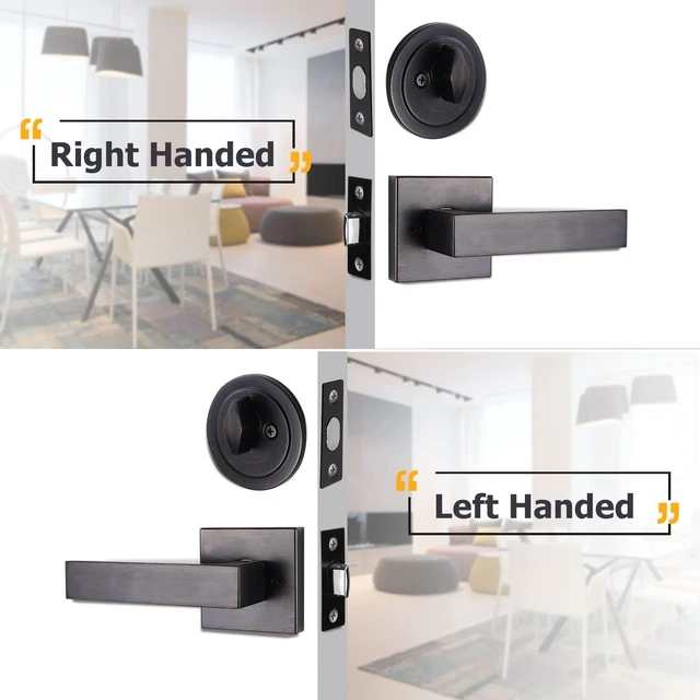 Alt view image 4 of 7 - Front Door Handle and Deadbolt Set, Front Door Lock Set, Exterior Door Lock Set, Front Door Handle with Single Cylinder Deadbolt for Exterior Door, Reversible for Right&Left(Oil Bronze Modern)