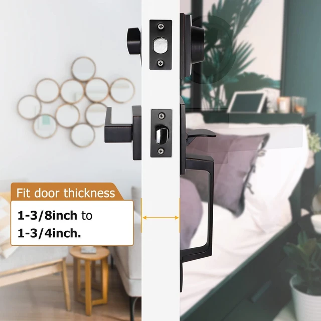 Alt view image 3 of 7 - Front Door Handle and Deadbolt Set, Front Door Lock Set, Exterior Door Lock Set, Front Door Handle with Single Cylinder Deadbolt for Exterior Door, Reversible for Right&Left(Oil Bronze Modern)