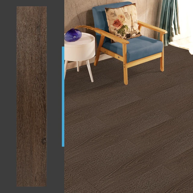 Alt view image 4 of 7 - 12-Pack Wood Texture Peel and Stick Vinyl Flooring Tiles, Brown Stone 18 & 54 sq.ft Options, Rigid Surface Hard Core, Waterproof, Self-Adhesive, Impact Resistant, Fit Indoor Household Spaces