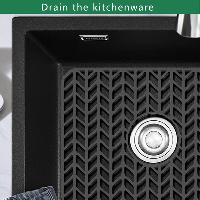 Alt view image 6 of 6 - Sink Protectors for Kitchen Sink Grid 16-3/16" X 12-1/2", Centered Drain for Single Sink Bowl with Corner Radius 4-11/16" Kitchen Mat