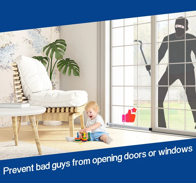 Alt view image 7 of 7 - Sliding Glass Door Security Bar,Window Security Bars Inside,17-50 inch Adjustable Patio Glass Door/Window Lock Bar for Burglar Proof/Child Safety, Window & Door Stoppers Security -4 PCS