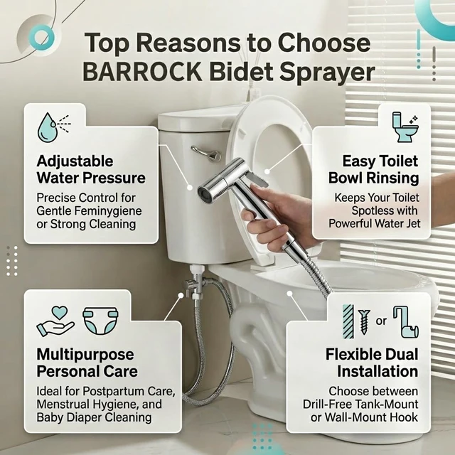 Alt view image 5 of 7 - Chrome Handheld Bidet Sprayer for Toilet,Stainless Steel Baby Cloth Diaper Jet Spray Kit,Bathroom Toilet Bidet Attachment Set with Adjustable Water Pressure for Bathing Pets and Feminine Wash