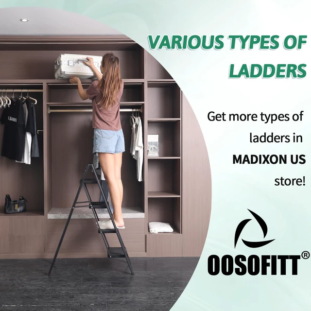 Alt view image 7 of 7 - 4-Step Folding Ladder, Heavy Duty Ladders for Home & Kitchen, Folding Ladder Easy to Store, Tall Ladder for Adults, Anti-Slip & Space-Saving Step Ladder, 330 Lbs Capacity