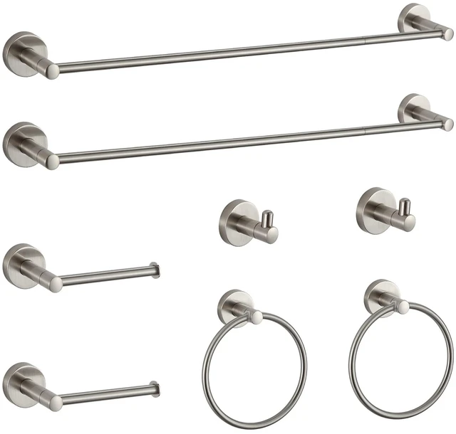 Main image of Bathroom Hardware Set Brushed Nickel Bathroom Accessory Set Towel Bar 8 Pieces