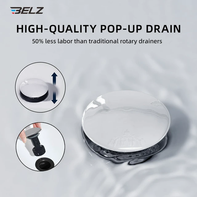 Alt view image 7 of 7 - Chrome Bathroom Faucet, Lead-Free for 1 or 3 Hole 4" Vanity Sink NSF372 Compliant,Anti-peeling PVD Finish,Includes Pop-up Drain & Hoses,Single Handle Modern Design, Easy DIY Install