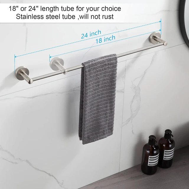 Alt view image 2 of 6 - Bathroom Hardware Set Brushed Nickel Bathroom Accessory Set Towel Bar 8 Pieces