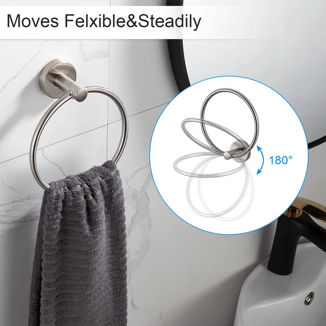 Alt view image 3 of 6 - Bathroom Hardware Set Brushed Nickel Bathroom Accessory Set Towel Bar 8 Pieces