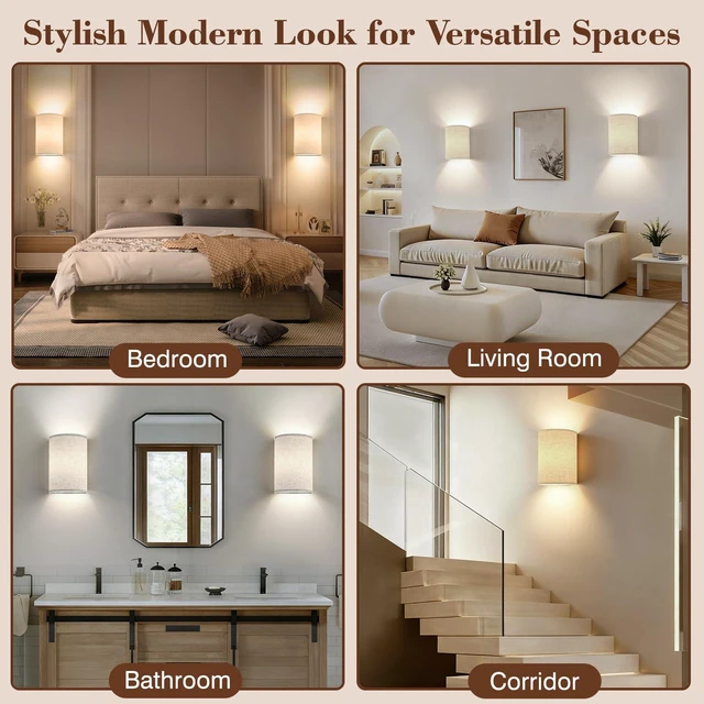 Alt view image 5 of 7 - Battery Operated Rechargeable Wall Sconce Set of Two with 10000mAh Battery Wireless Wall Light with Magnetic Bulb - Dimmable 7 RGB Color Wall Lamp with Linen Shade Remote Timer for Bedroom Living Room