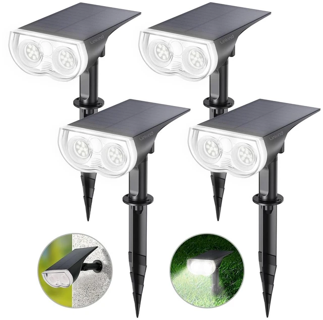 Main image of Solar Lights Outdoor Waterproof Landscape Spotlight Daylight 4 Pack Non-smart, 3 Lighting Modes, 6500K, Dusk to Dawn, In-Ground Wall-Mounted for Garden Backyard Tree Flag Pathway Patio Lawn