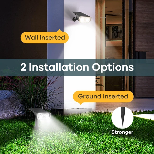 Alt view image 5 of 7 - Solar Lights Outdoor Waterproof Landscape Spotlight Daylight 4 Pack Non-smart, 3 Lighting Modes, 6500K, Dusk to Dawn, In-Ground Wall-Mounted for Garden Backyard Tree Flag Pathway Patio Lawn