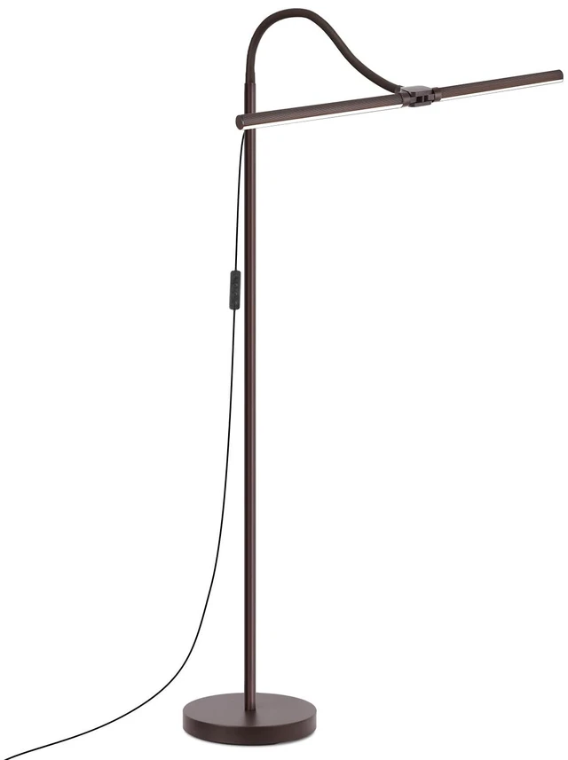Alt view image 7 of 7 - Floor Lamp, 18W/2000LM Bright LED Floor Lamp with Double Head, Adjustable Gooseneck Dimmable Craft Light for Sewing Tatoo Makeup, Eye Caring Brown Reading Floor Lamps for Living Room Bedroom Office