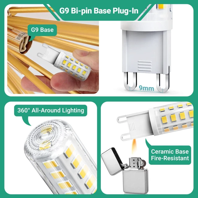 Alt view image 4 of 7 - G9 LED Bulb 4W, 6000K Daylight 10 Pack, 40 Watt Eq, G9 Base, 120V T4 G9 Halogen Replacement, G 9 Bi-pin Base Light Bulbs for Chandelier, 450 LM 360 Beam Angle for Home Lighting, Non-dimmable