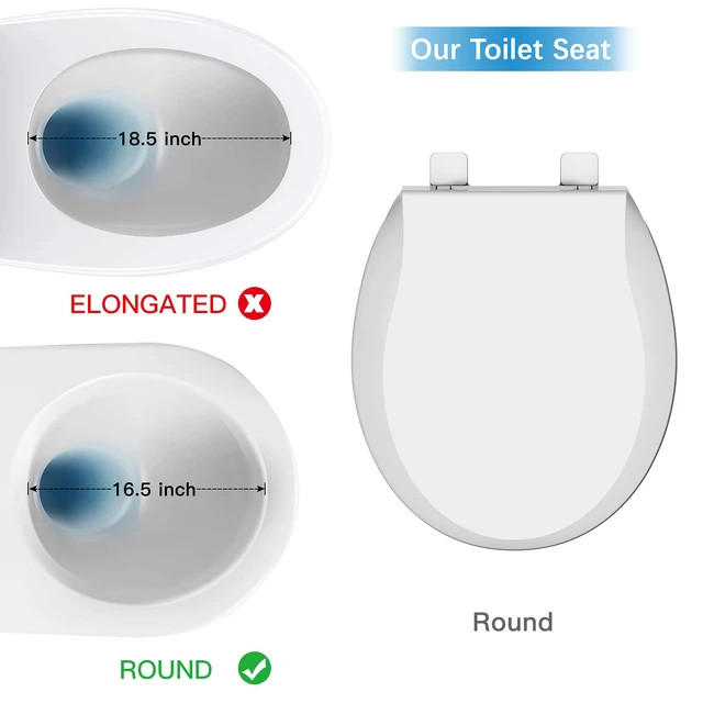 Alt view image 3 of 6 - Durable Round Toilet Seat with Slow Soft Close - Easy to Install and Clean, Never Loosens - White, Fits Most Round Toilets