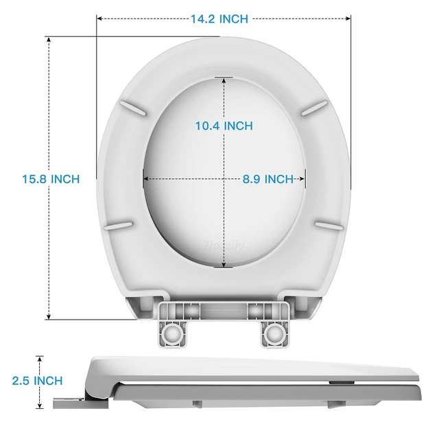 Alt view image 4 of 6 - Durable Round Toilet Seat with Slow Soft Close - Easy to Install and Clean, Never Loosens - White, Fits Most Round Toilets