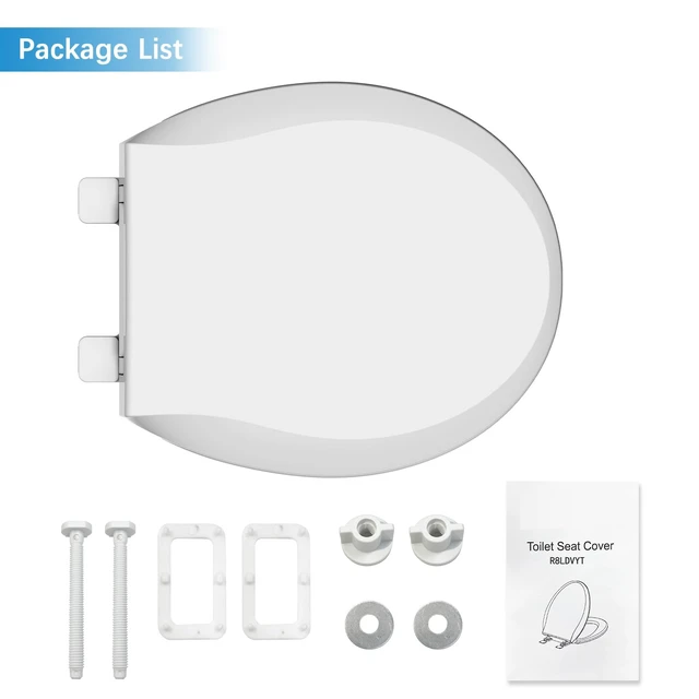 Alt view image 5 of 6 - Durable Round Toilet Seat with Slow Soft Close - Easy to Install and Clean, Never Loosens - White, Fits Most Round Toilets