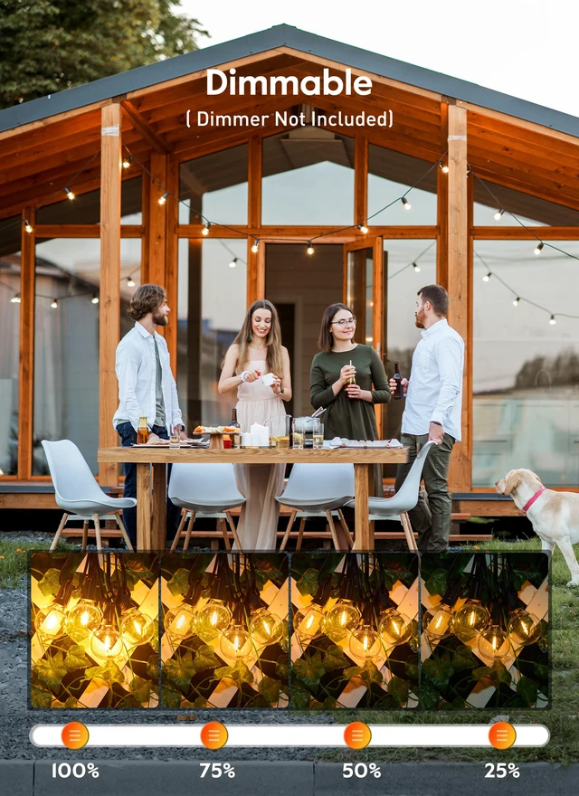 Alt view image 7 of 7 - 50 Pack G40 LED Replacement Bulbs, E12 Base, 2200K, Warm White Shatterproof Plastic LED Light Bulb, Waterproof, Dimmable, 1.5" Edison Light Bulbs for Indoor Outdoor Patio Backyard Decor