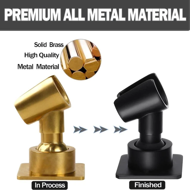Alt view image 2 of 7 - Shower Head Holder All Meta Handheld Shower Wand Bracket Adhesive Shower Wall Mount Holder Brass Shower Spray Holder Black, Glue Installation
