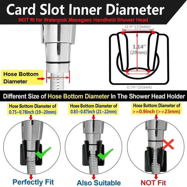 Alt view image 4 of 7 - Shower Head Holder All Meta Handheld Shower Wand Bracket Adhesive Shower Wall Mount Holder Brass Shower Spray Holder Black, Glue Installation
