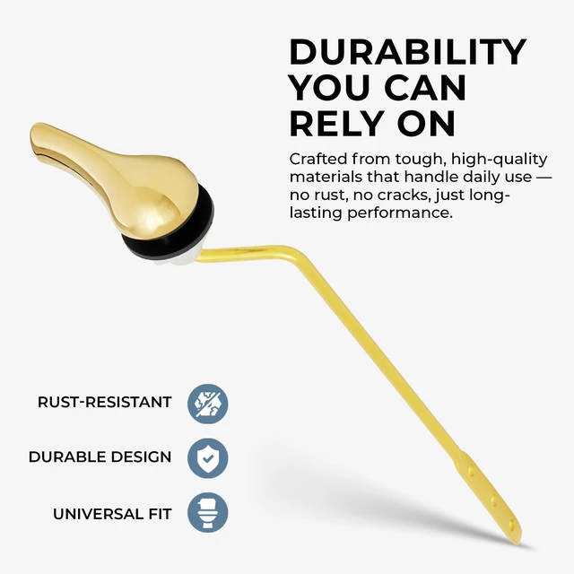 Alt view image 3 of 7 - Polished Brass Finish Side Mount Toilet Handle Replacement Kit, Universal Toilet Tank Flush Lever Fits Most Standard Side-Mount Toilet Tanks