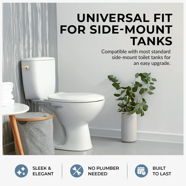Alt view image 2 of 7 - Polished Brass Finish Side Mount Toilet Handle Replacement Kit, Universal Toilet Tank Flush Lever Fits Most Standard Side-Mount Toilet Tanks