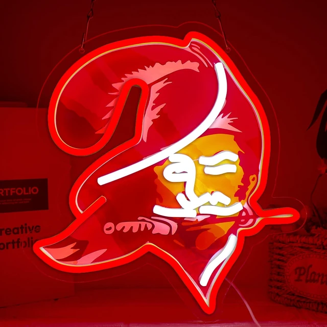 Main image of Buccaneers Football Neon Signs Led Sign for Wall Decor Rugby Team Light Up Sign Suitable for Man Cave Office Bar Pub Wall Art Gifts for Teen Boys