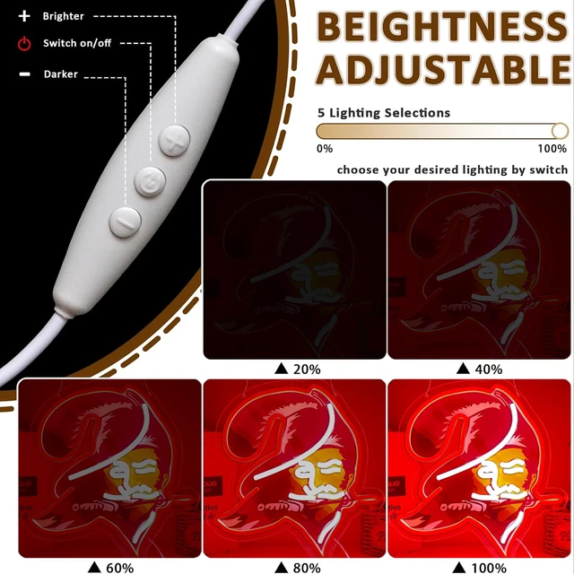 Alt view image 3 of 6 - Buccaneers Football Neon Signs Led Sign for Wall Decor Rugby Team Light Up Sign Suitable for Man Cave Office Bar Pub Wall Art Gifts for Teen Boys
