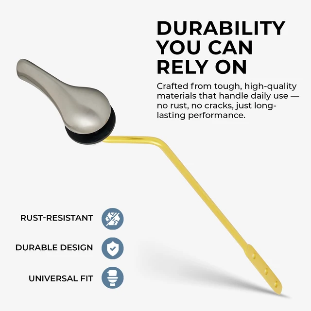 Alt view image 3 of 7 - Brushed Nickel Finish Side Mount Toilet Handle Replacement Kit, Universal Toilet Tank Flush Lever Fits Most Standard Side-Mount Toilet Tanks