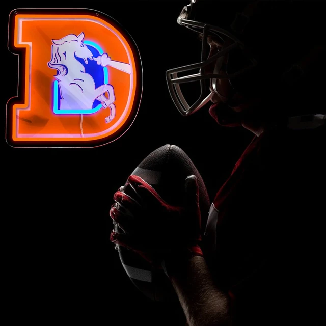 Alt view image 5 of 6 - Broncos Football Neon Signs Led Sign for Wall Decor Rugby Team Light Up Sign Suitable for Man Cave Office Bar Pub Wall Art Gifts for Teen Boys