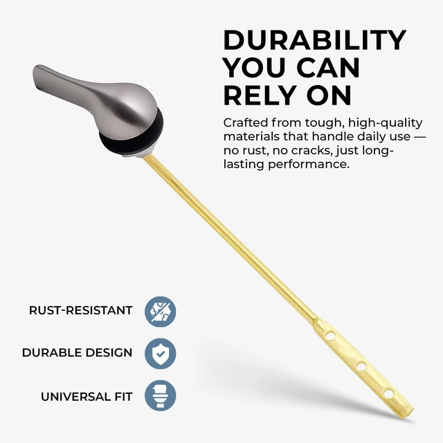 Alt view image 3 of 7 - Brushed Nickel Finish Front Mount Toilet Handle Replacement Kit, Universal Toilet Tank Flush Lever Fits Most Standard Front-Mount Toilet Tanks