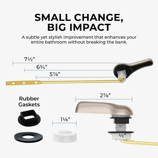 Alt view image 7 of 7 - Brushed Nickel Finish Front Mount Toilet Handle Replacement Kit, Universal Toilet Tank Flush Lever Fits Most Standard Front-Mount Toilet Tanks