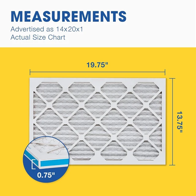 Alt view image 5 of 7 - 14x20x1 MERV 6 Air Filter, 6 Count, ACTUAL SIZE (13.50 x 19.50 x 0.75), HVAC, Air Conditioning & Furnace Filter for Dust, Lint & Pollen Control (MPR 300 / FPR 3), Made in USA