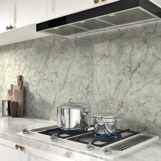 Alt view image 4 of 7 - Vinyl 15.8" x 472" Green Marble Contact Paper for Cabinets Counter Top Waterproof Marble Wallpaper Peel and Stick Countertops Self Adhesive Contact Paper for Desk Table Top Removable Decorative Film