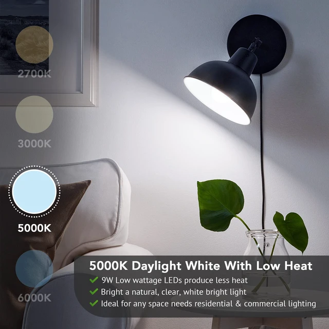 Alt view image 3 of 7 - A19 LED Light Bulbs, 60W Equivalent Daylight White 5000K 850LM Efficient 9W Bight White LED Bulb, E26 Medium Base, Non-Dimmable Lightbulb for Bedroom, Energy Saving, 85+ CRI, 120V, 10-Pack
