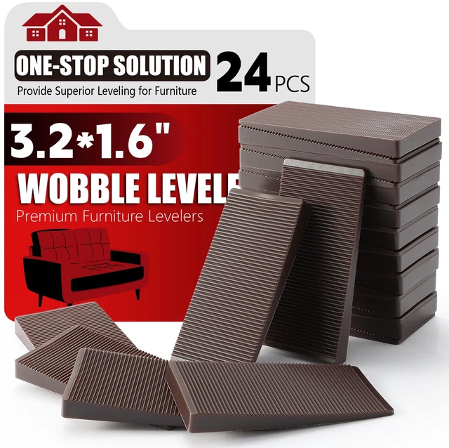 Main image of Furniture Leveler 24pcs Kit Size Variety | Multi-Purpose Rubber Shim for Leveling Feet Stable | Anti-Wobble Pad for Uneven Table, Dresser Leg, Toliet and More Furniture | Prevent from Wobbling