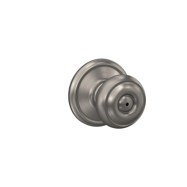Alt view image 2 of 7 - Georgian Bed/Bath Privacy Door Knob with Lock, Satin Nickel Interior bedroom or bathroom door knob with push button lock, Easy to install, Certified durability, Universal fit - Doorknobs