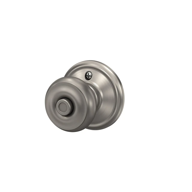 Alt view image 7 of 7 - Georgian Bed/Bath Privacy Door Knob with Lock, Satin Nickel Interior bedroom or bathroom door knob with push button lock, Easy to install, Certified durability, Universal fit - Doorknobs