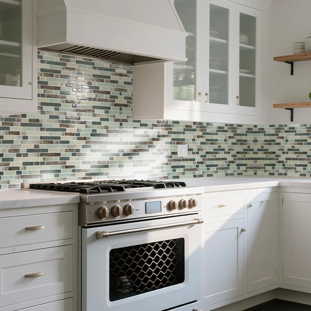 Alt view image 2 of 7 - Linear Design Tile Peel and Stick Backsplash, 10-Sheet, Dark Brown 12 x 12 Inch, Enhanced Thickness, Warp Resistant, Strong Adhesion, Sturdy, for Kitchen, Bedroom, Ideal for Home Improvement