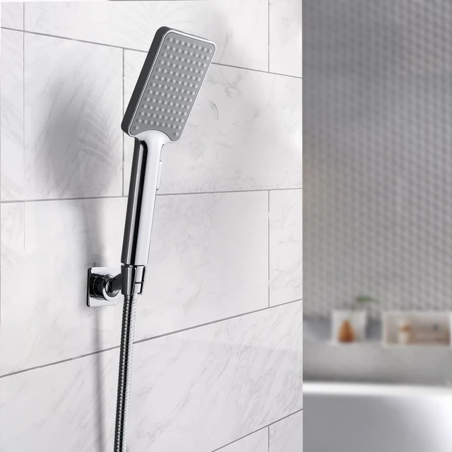 Alt view image 7 of 7 - Shower Head Holder, Adjustable Handheld Brass Shower Head Bracket, Wall Mount Holder, Drill Free Glue Installation (Polished Chrome)