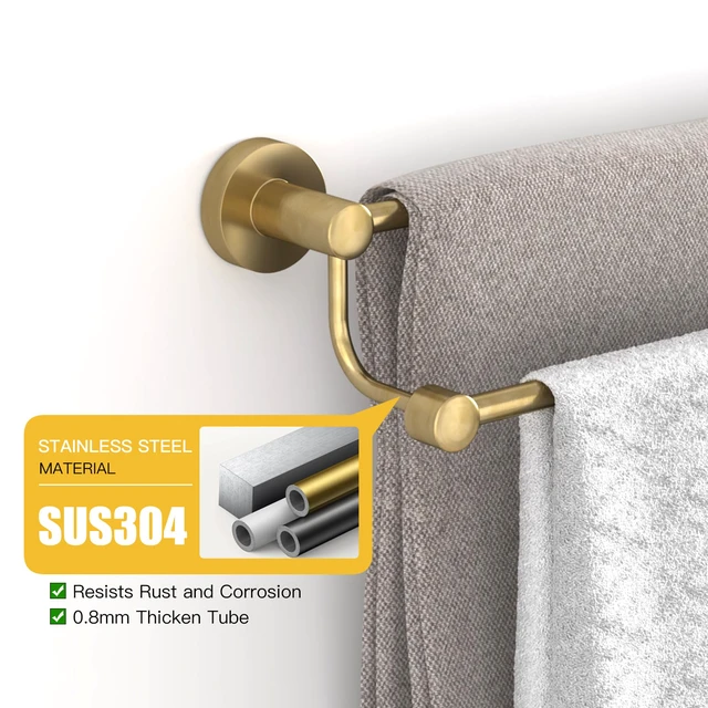 Alt view image 4 of 7 - Double Towel Bar Bathroom Towel Rack Towel Rod Holder Antique Brass Adjustable 16-26 In,Wall Mounted Towel Holder, Stainless Steel, Rustproof, Towel Bar Rod Hanger Hardware Accessories Hotel