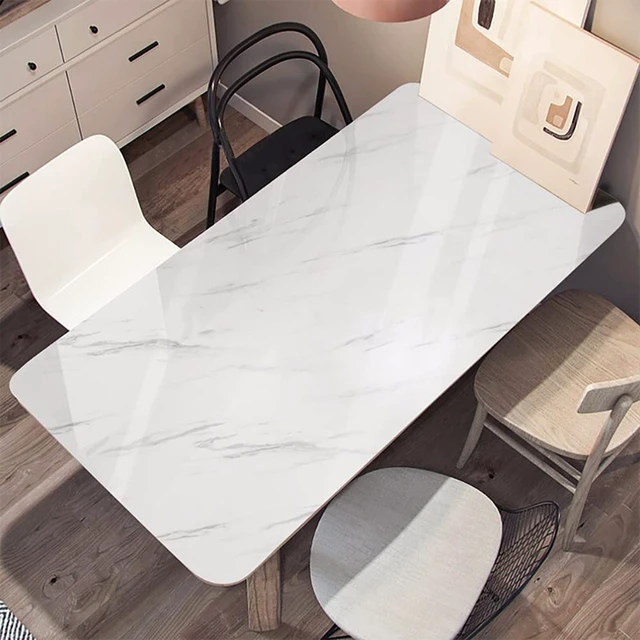 Alt view image 2 of 6 - Marble Contact Paper White Peel and Stick Wallpaper 15.8"×197" Glossy Marble Wallpaper Self Adhesive Removable Wallpapers Waterproof Countertop Paper for Cabinet Furniture Kitchen Vinyl