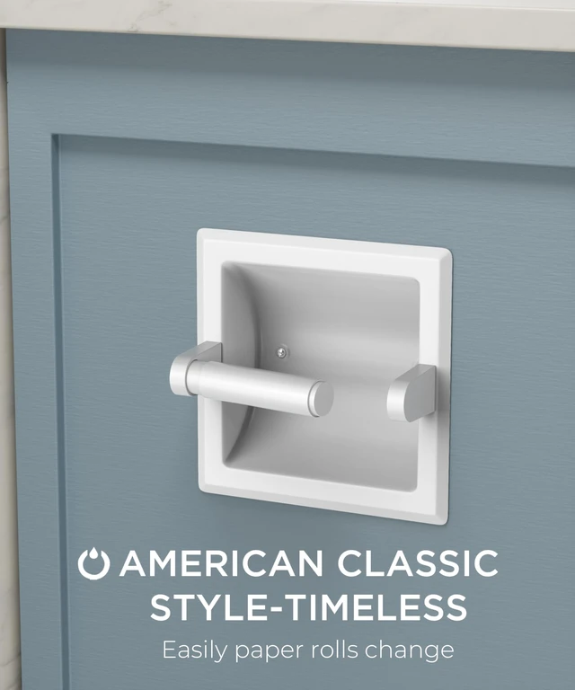 Alt view image 3 of 7 - Recessed Toilet Paper Holder for Mega Rolls, White Stainless Steel Tissue Roll Holder Wall Mount for Bathroom Space-Saving Design, in Wall Toilet Paper Dispenser Insert