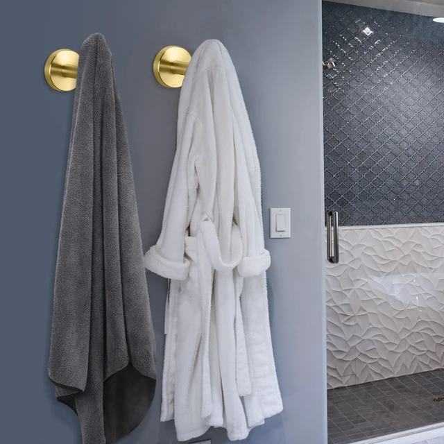 Alt view image 2 of 7 - Bath Towel Hooks- SUS 304 Stainless Steel Robe Hook Holder, Heavy Duty Coat Hook for Bathroom Livingroom Hotel Kitchen Garage, Wall Mounted (Brushed Gold, 3 Pack)