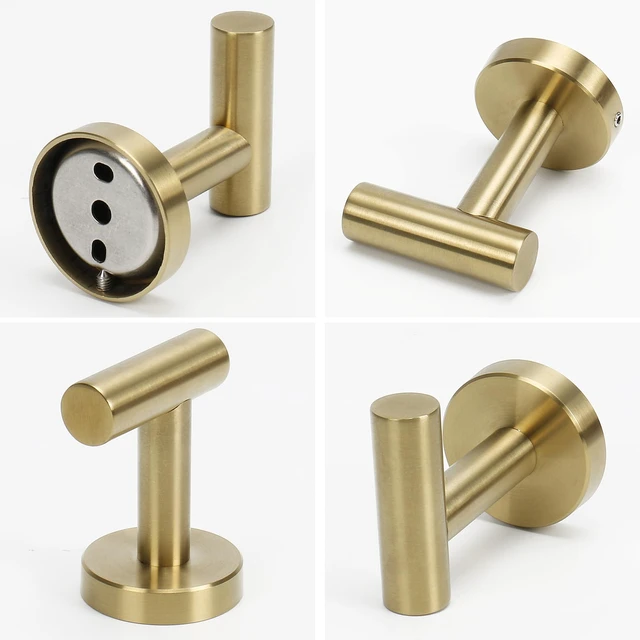 Alt view image 6 of 7 - Bath Towel Hooks- SUS 304 Stainless Steel Robe Hook Holder, Heavy Duty Coat Hook for Bathroom Livingroom Hotel Kitchen Garage, Wall Mounted (Brushed Gold, 3 Pack)