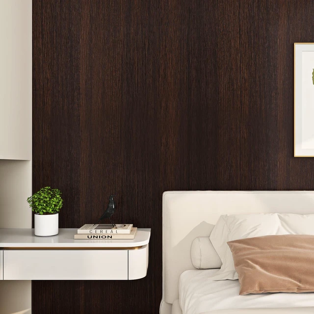 Main image of Peel and Stick Wood Contact Paper Dark Brown Wood Wallpaper 17.7"x472" Waterproof Removable Wooden Contact Paper for Walls Kitchen Cabinets Countertops Bedroom DIY Home Decor Long Vinyl