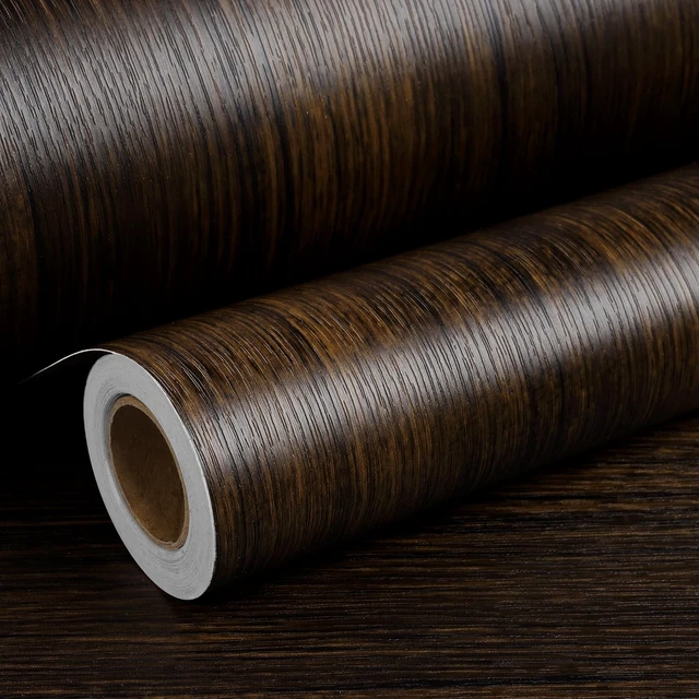 Alt view image 3 of 7 - Peel and Stick Wood Contact Paper Dark Brown Wood Wallpaper 17.7"x472" Waterproof Removable Wooden Contact Paper for Walls Kitchen Cabinets Countertops Bedroom DIY Home Decor Long Vinyl