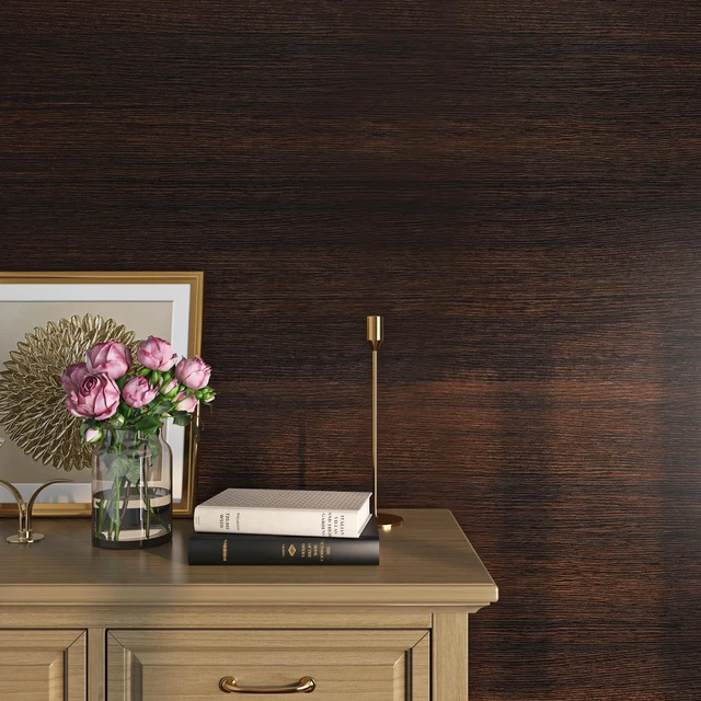 Alt view image 6 of 7 - Peel and Stick Wood Contact Paper Dark Brown Wood Wallpaper 17.7"x472" Waterproof Removable Wooden Contact Paper for Walls Kitchen Cabinets Countertops Bedroom DIY Home Decor Long Vinyl