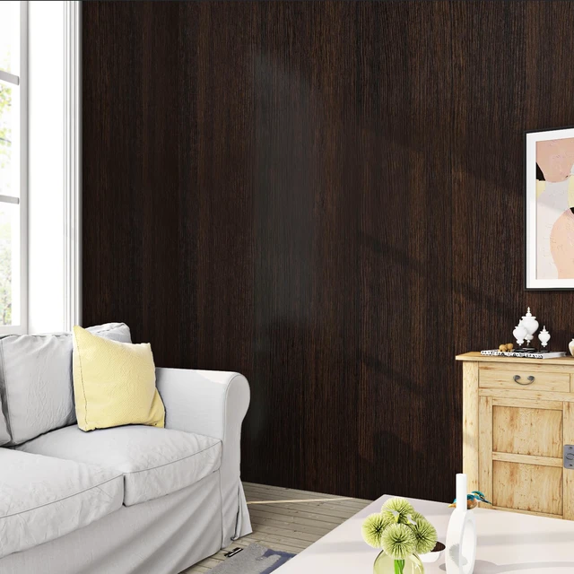 Alt view image 7 of 7 - Peel and Stick Wood Contact Paper Dark Brown Wood Wallpaper 17.7"x472" Waterproof Removable Wooden Contact Paper for Walls Kitchen Cabinets Countertops Bedroom DIY Home Decor Long Vinyl