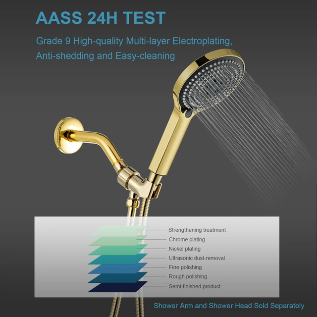 Alt view image 6 of 7 - Shower Head Holder with Solid Metal Ball for Handheld Shower Head Gold, Adjustable Shower Arm Mount for Connecting Shower Arm and Shower Hose, 1/2 in IPS Female Inlet and Male Outlet