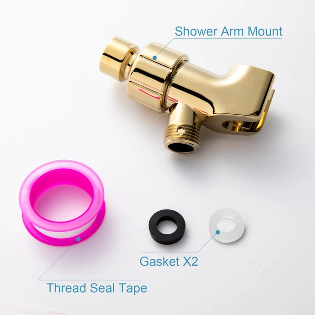 Alt view image 7 of 7 - Shower Head Holder with Solid Metal Ball for Handheld Shower Head Gold, Adjustable Shower Arm Mount for Connecting Shower Arm and Shower Hose, 1/2 in IPS Female Inlet and Male Outlet