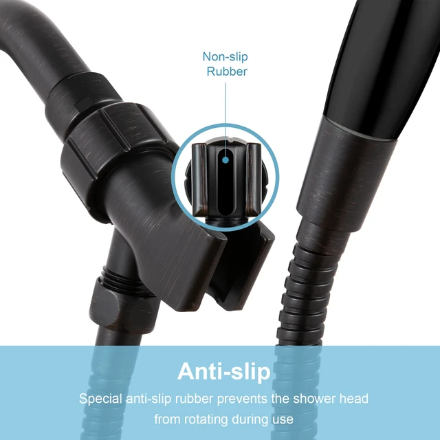Alt view image 5 of 7 - Shower Head Holder with Solid Metal Ball for Handheld Shower Head, Oil Rubbed Bronze Adjustable Shower Arm Mount for Connecting, 1/2 in IPS Female Inlet and Male Outlet
